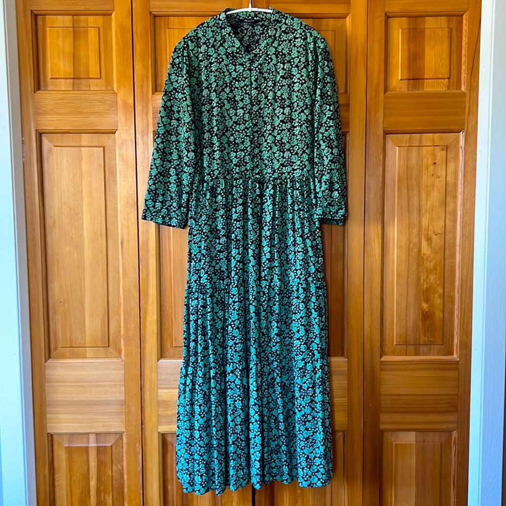 Madewell Floral Green / Navy Maxi Dress